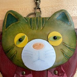 Leather cat shape coin purse